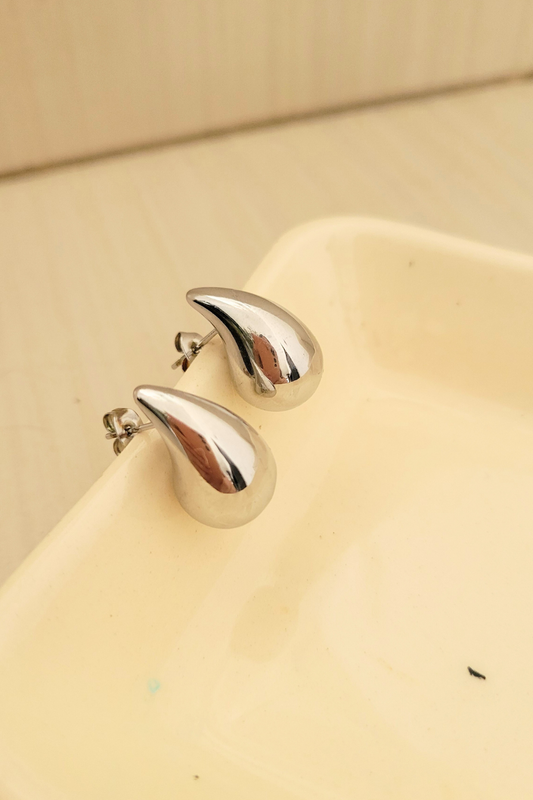 Aretes Gota de agua plateado