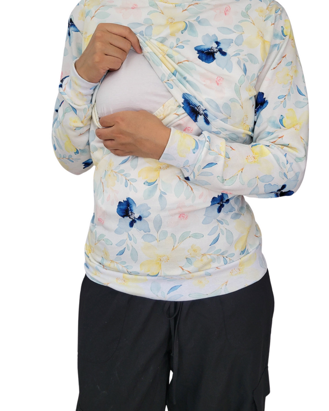 Sudadera ligera Full print. Flores azules