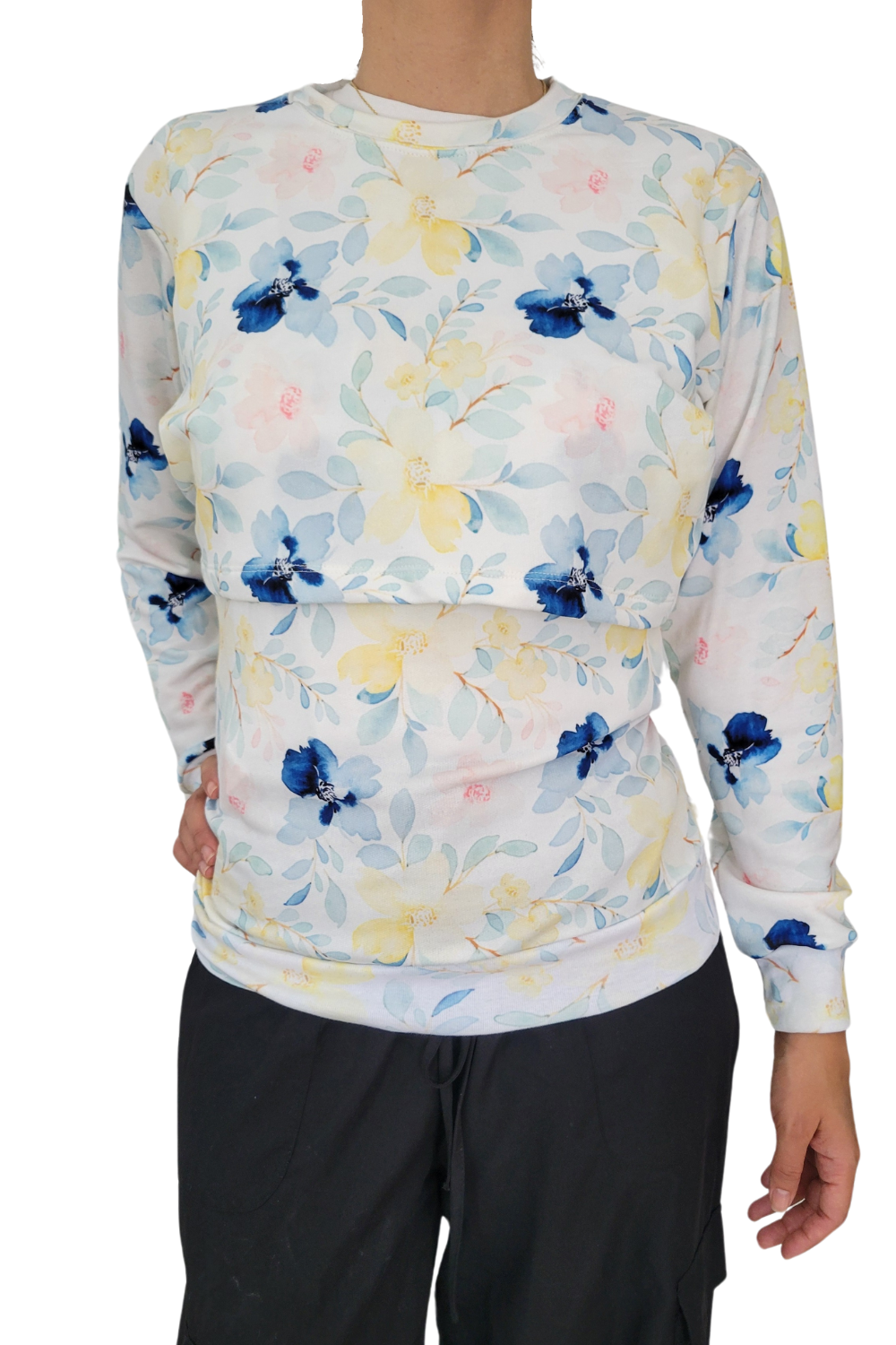 Sudadera ligera Full print. Flores azules