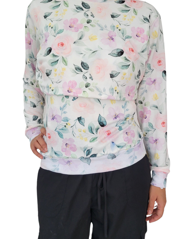 Sudadera ligera Full print. Flores Rosas