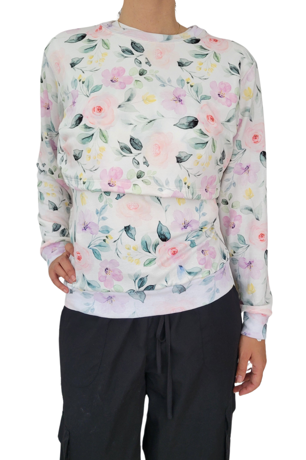 Sudadera ligera Full print. Flores Rosas