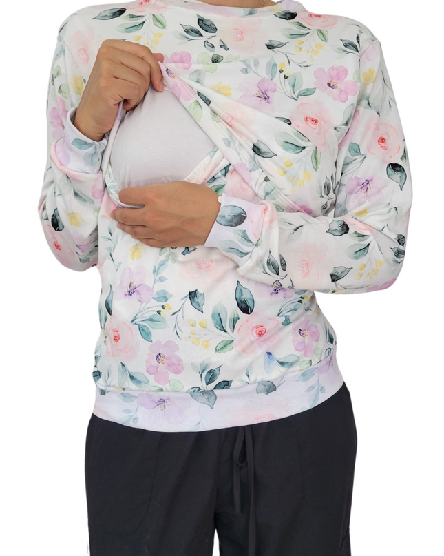 Sudadera ligera Full print. Flores Rosas