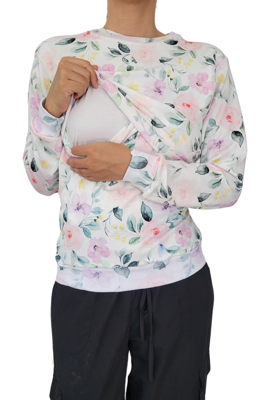 Sudadera ligera Full print. Flores Rosas