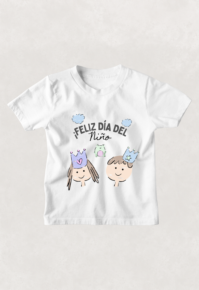 Playera Kids manga corta . Feliz día del niño nubes
