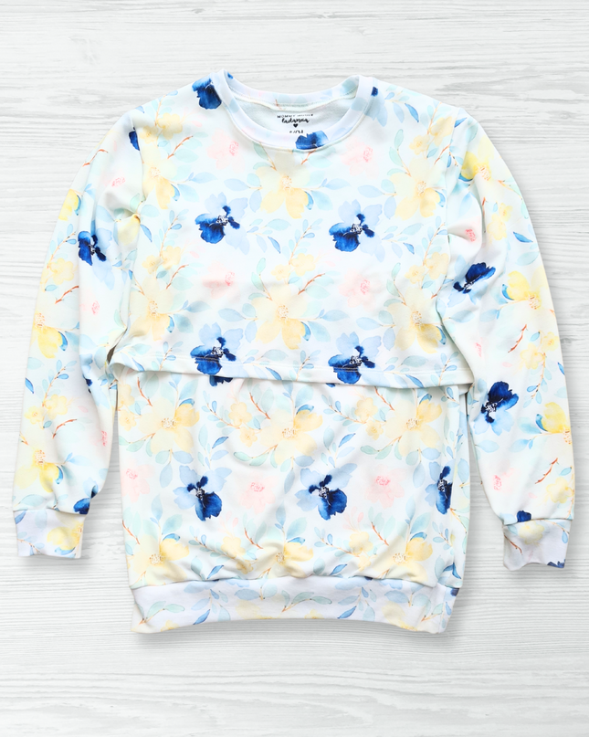 Sudadera ligera Full print. Flores azules