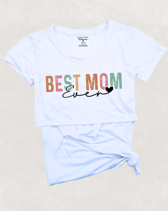 Blusa maternidad-lactancia mc estampada. Best Mom ever