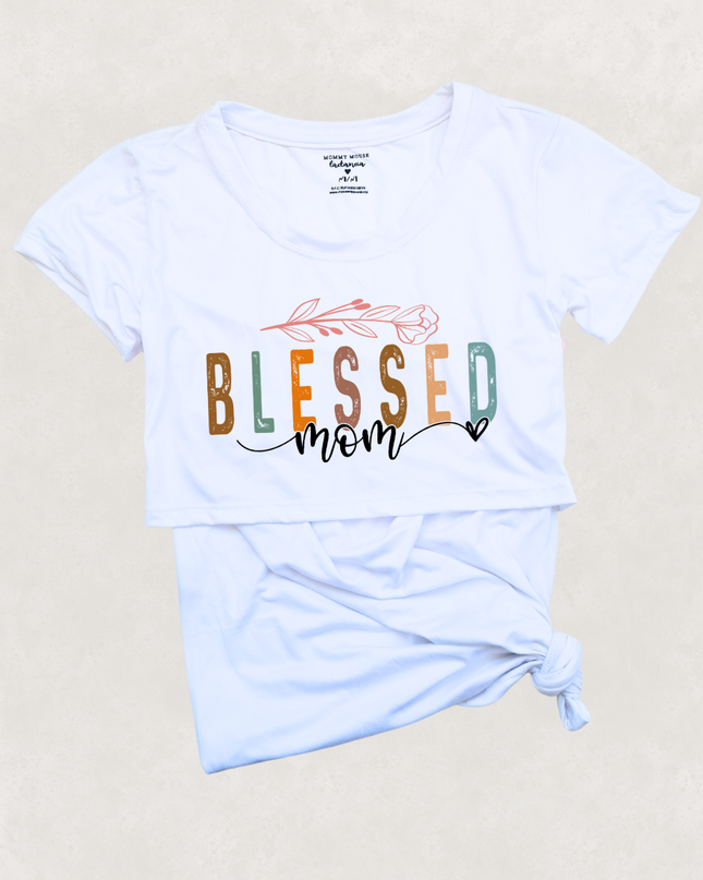 Blusa maternidad-lactancia mc estampada. Blessed Mom