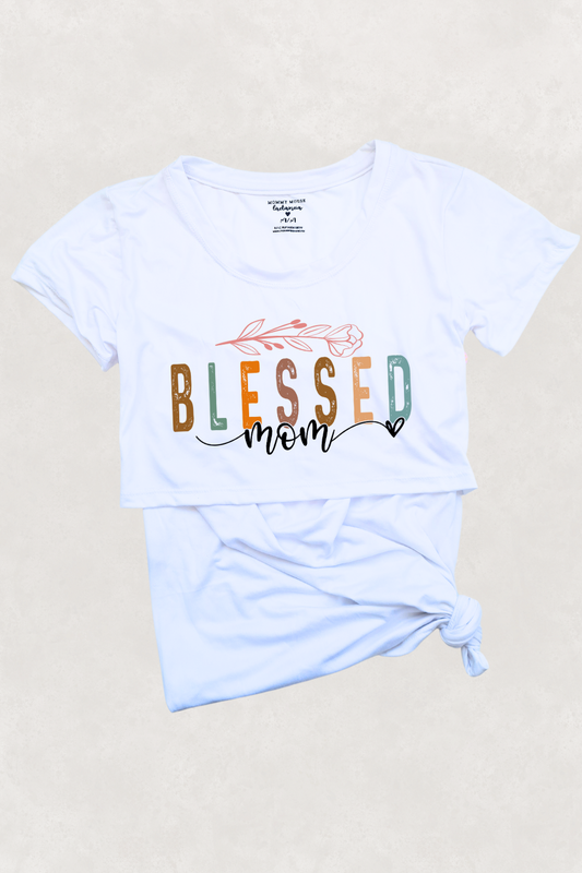 Blusa maternidad-lactancia mc estampada. Blessed Mom