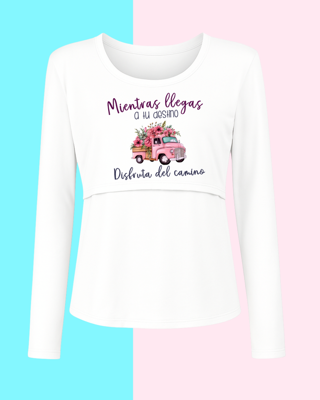 Blusa maternidad-lactancia Manga Larga. Mientras llegas