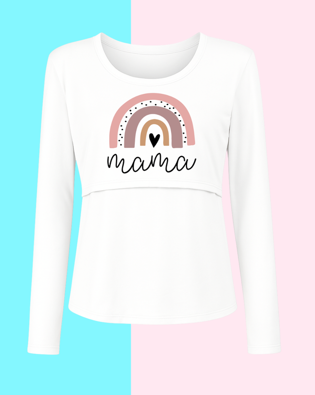 Blusa maternidad-lactancia Manga Larga. Mamá arcoiris