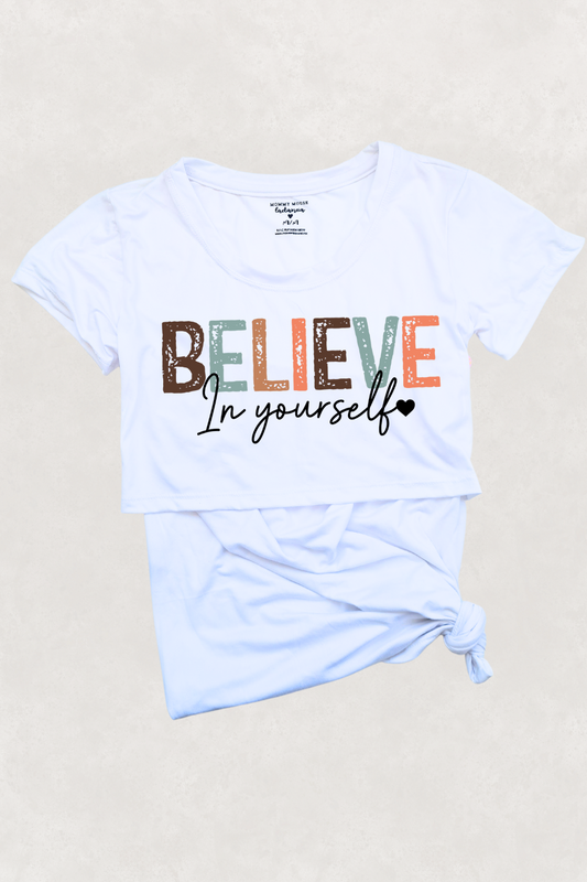 Blusa maternidad-lactancia mc estampada. Belive in yourself