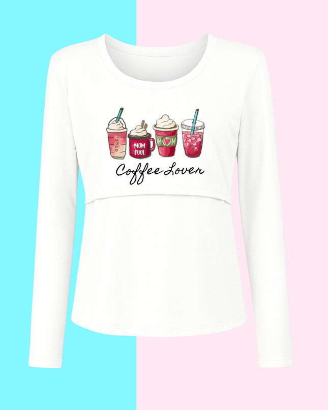 Blusa maternidad-lactancia Manga Larga. Coffee lover