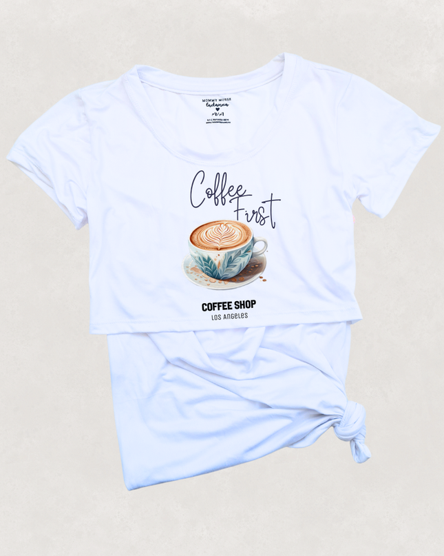 Blusa maternidad-lactancia mc estampada. Coffee Los Angeles