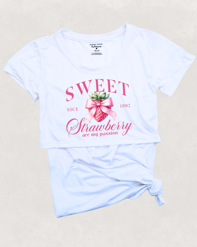 Blusa maternidad-lactancia mc estampada. Sweet Strawberry