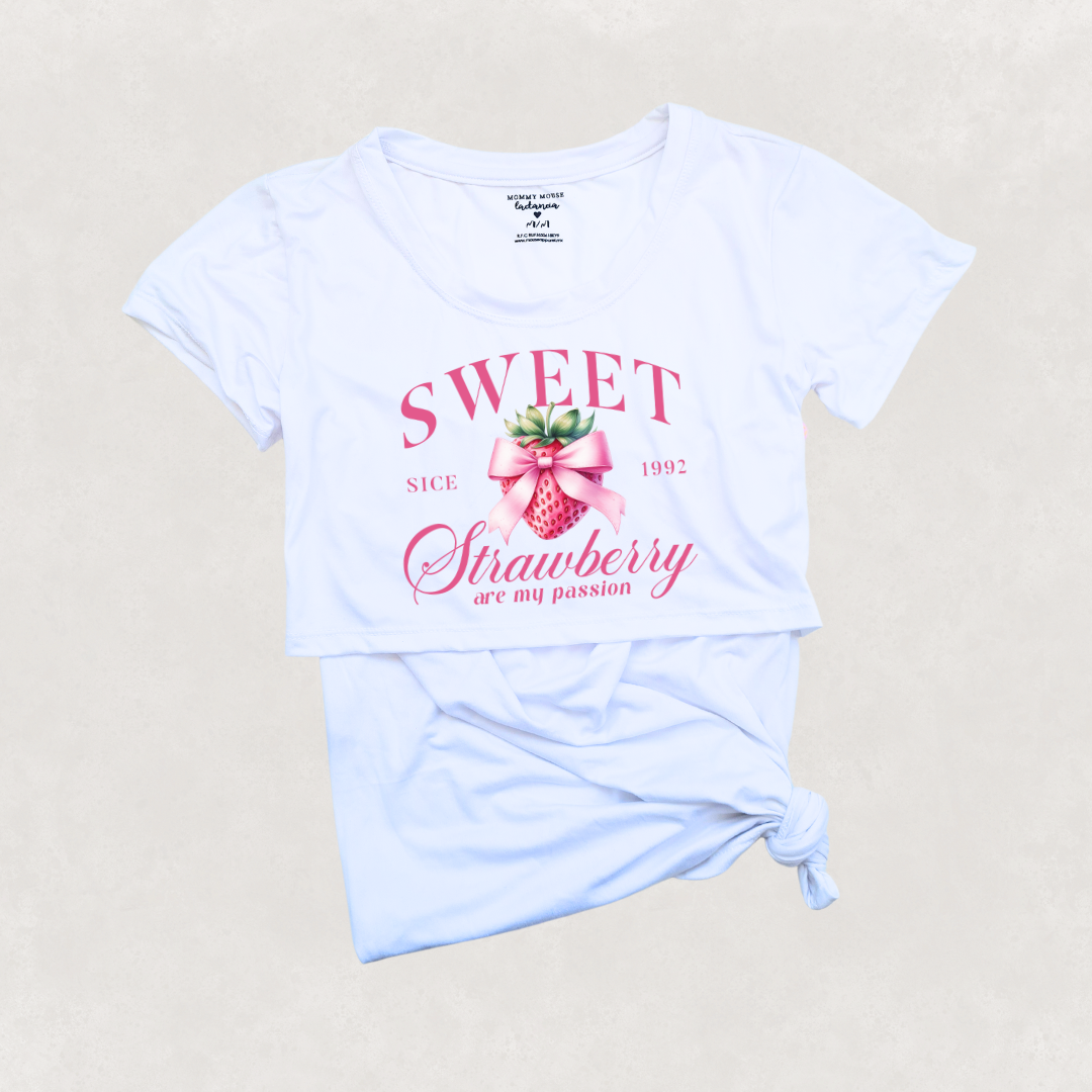 Blusa maternidad-lactancia mc estampada. Sweet Strawberry