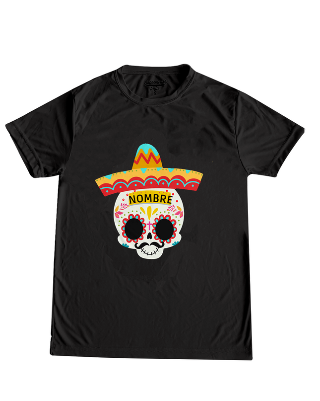 Playera caballero. Calaverita NOMBRE PERSONALIZADO