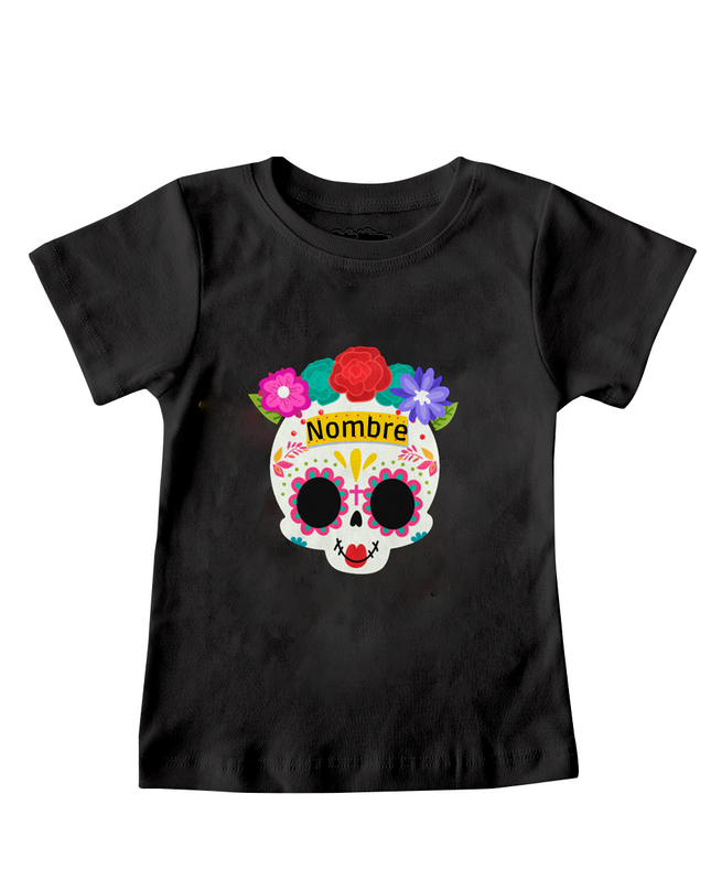 Playera Niña. Calaverita NOMBRE PERSONALIZADO