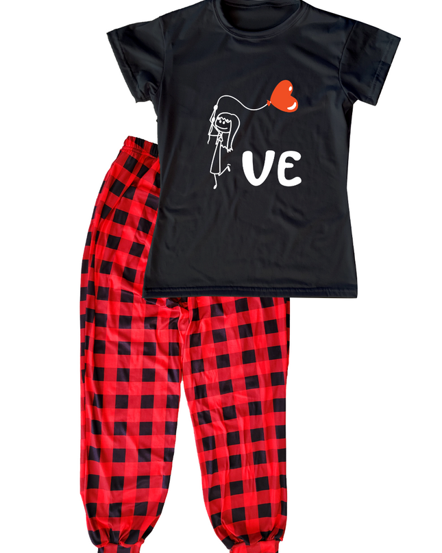 Pijama dama manga corta. Love globos