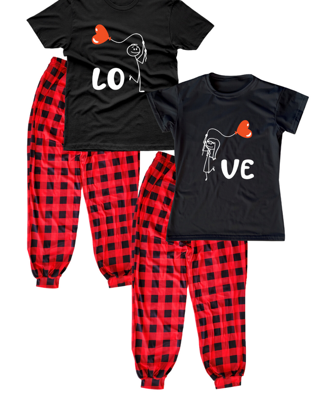 Pijama dama manga corta. Love globos