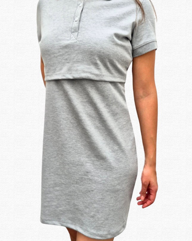 Vestido tipo polo Lactancia. Gris Jaspe