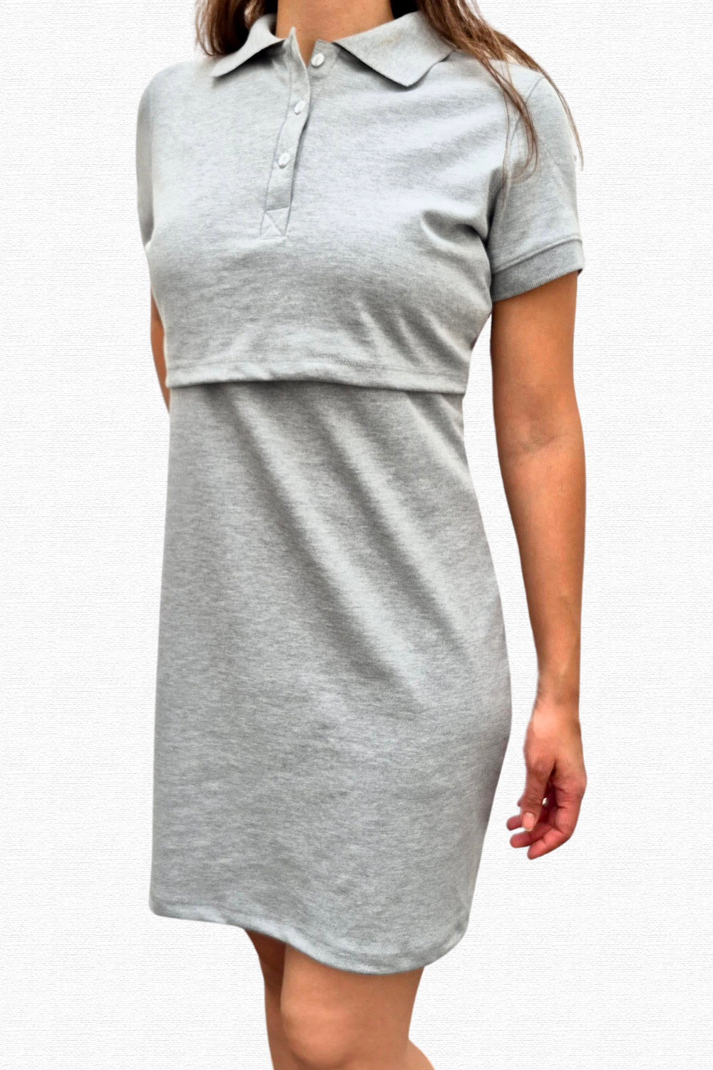 Vestido tipo polo Lactancia. Gris Jaspe