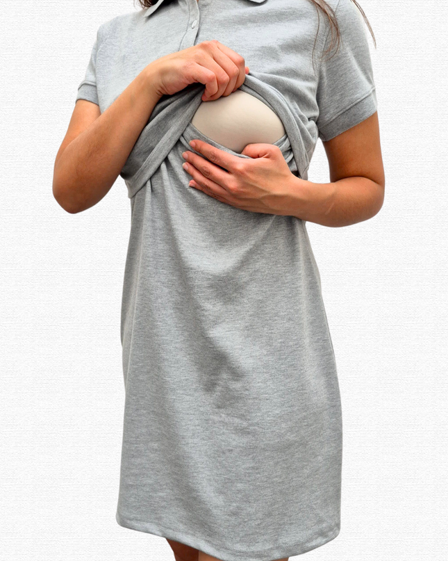Vestido tipo polo Lactancia. Gris Jaspe
