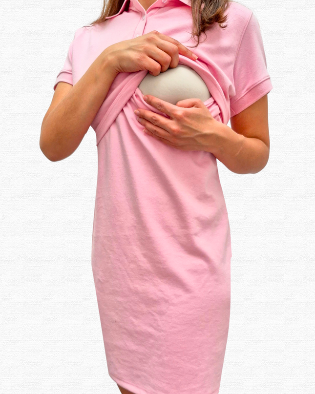 Vestido tipo polo Lactancia. Rosa