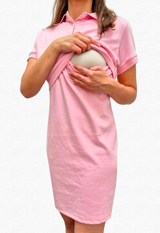 Vestido tipo polo Lactancia. Rosa