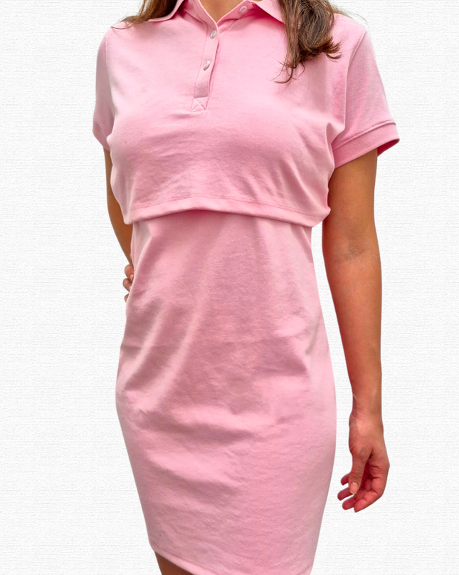 Vestido tipo polo Lactancia. Rosa