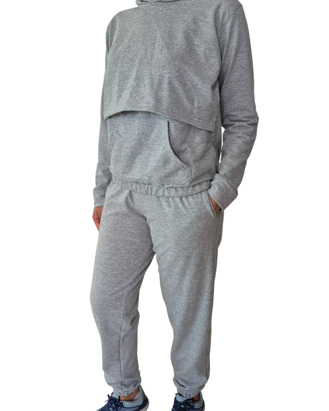 Set de Lactancia Sudadera y Pants . Gris Jaspe
