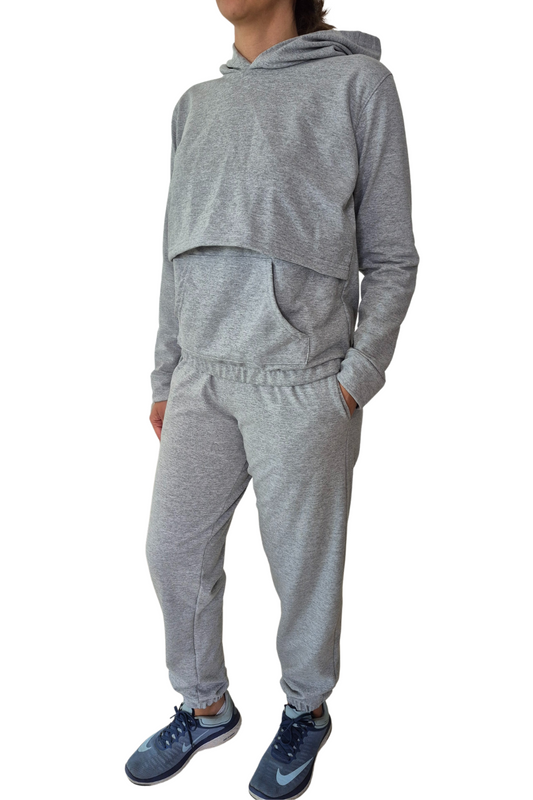 Set de Lactancia Sudadera y Pants . Gris Jaspe