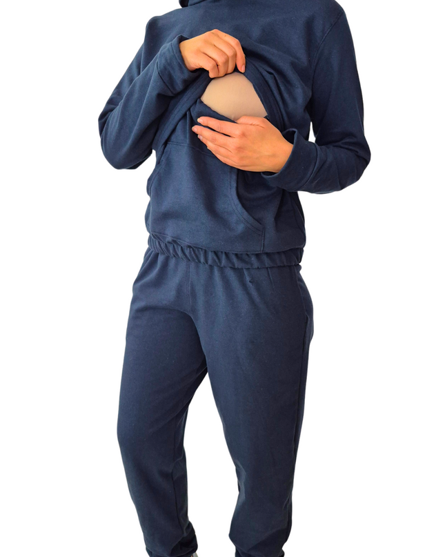 Set de Lactancia Sudadera y Pants . Azul marino
