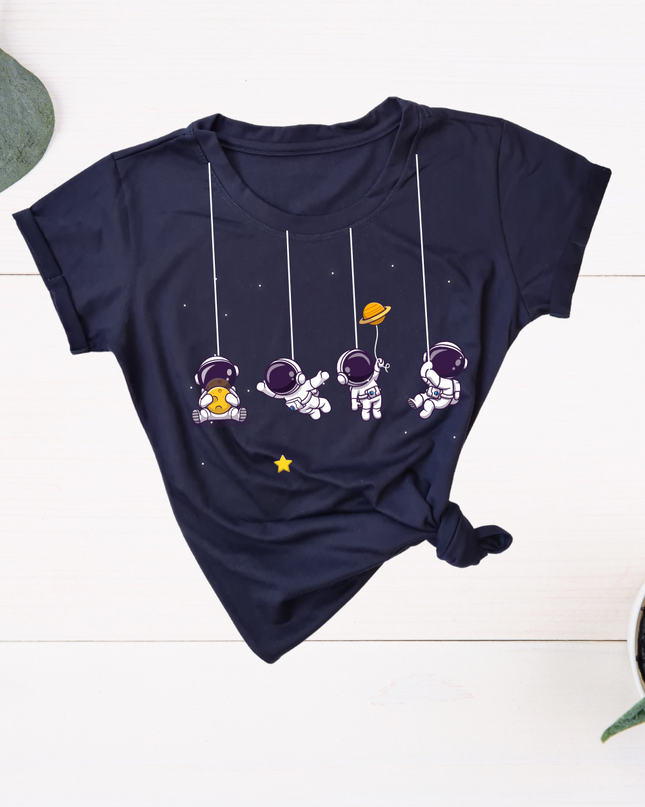 Blusa dama manga corta. Universo astronauta