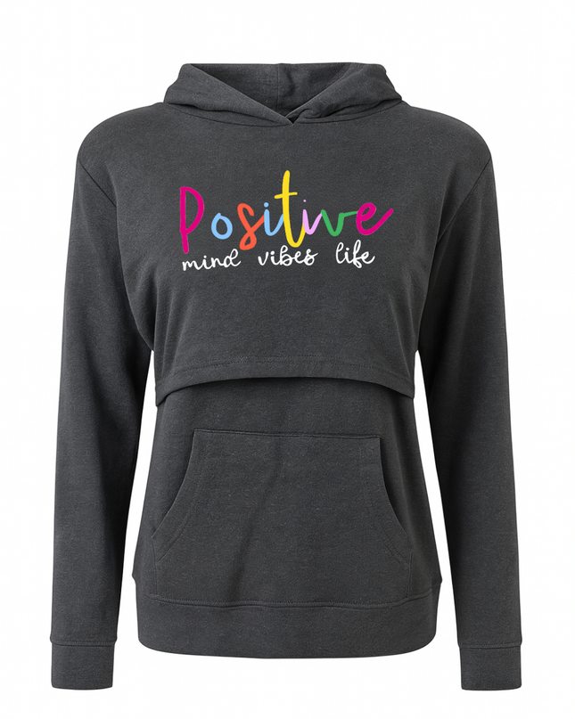 Sudadera ligera capucha estampada Lactancia. Positive vibes