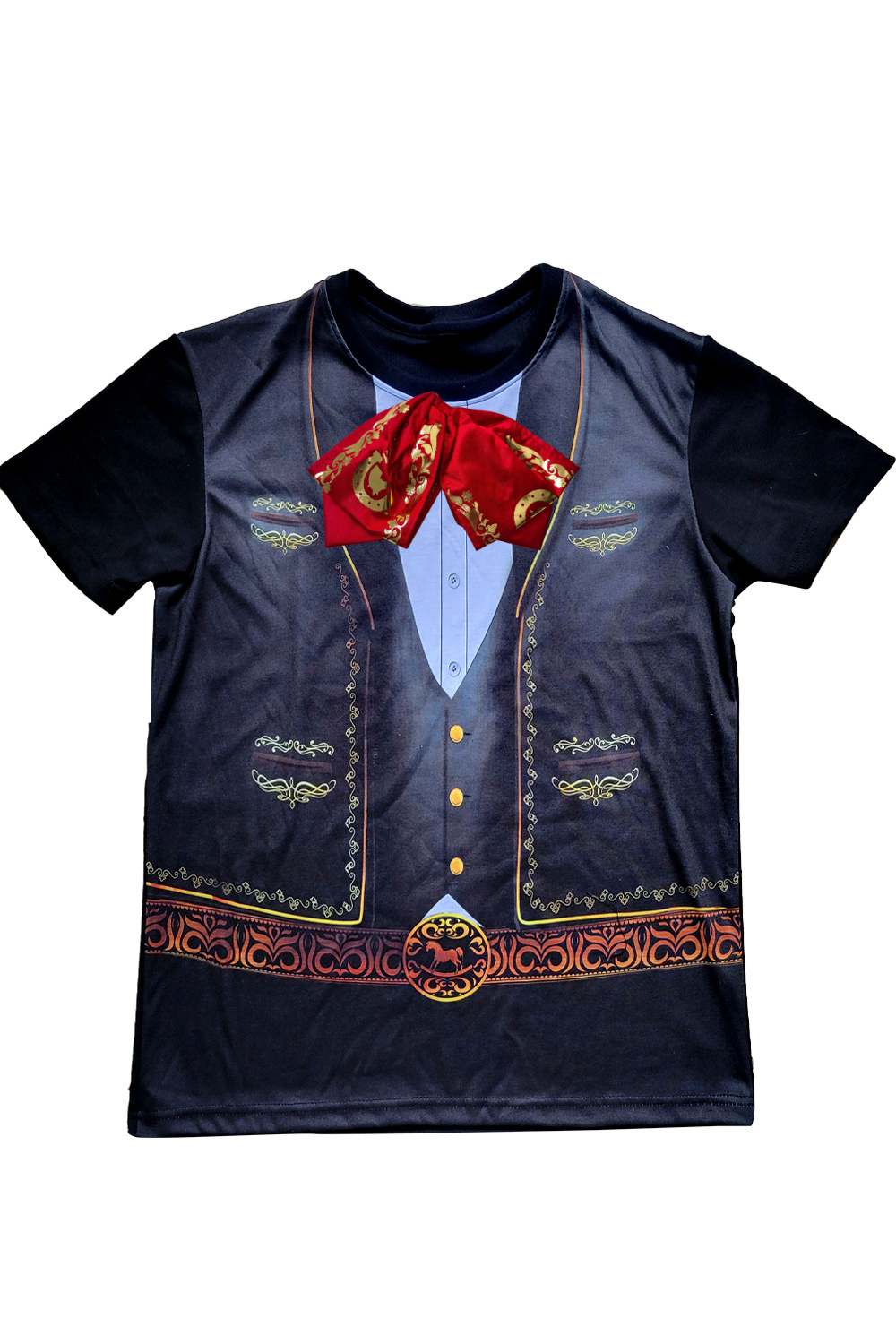 Playera caballero manga corta . Charro mexicano moño real