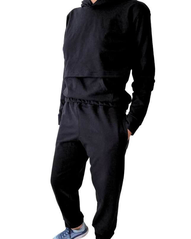 Set de Lactancia Sudadera y Pants . Negro