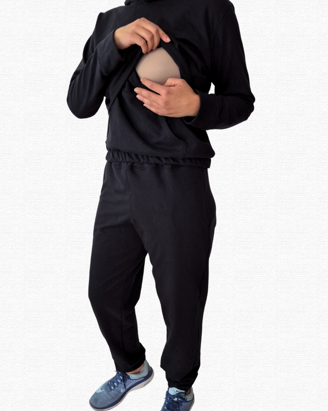 Set de Lactancia Sudadera y Pants . Negro
