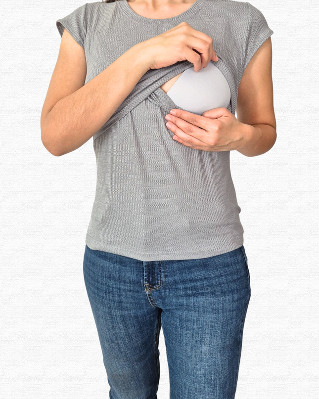 Blusa de lactancia Dolly. Gris plata