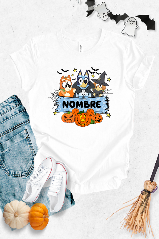 Blusa dama manga corta. Bluey Halloween personalizada