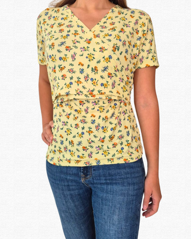 Blusa lactancia cruzada. Flores yellow