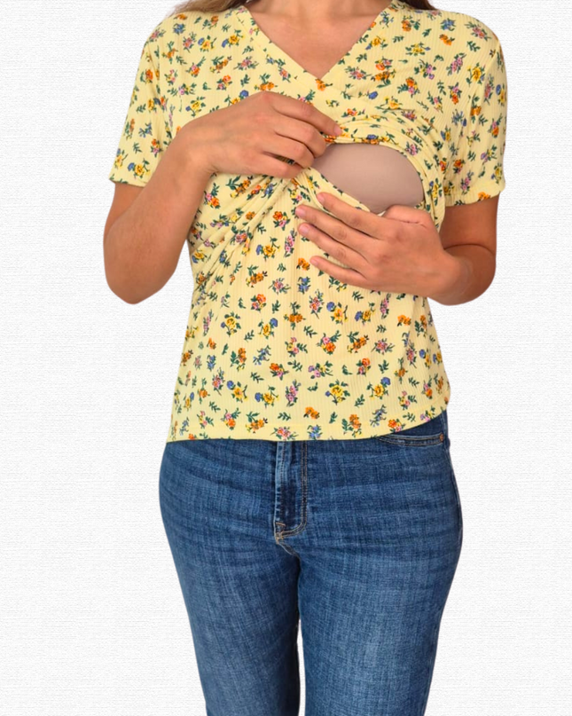 Blusa lactancia cruzada. Flores yellow