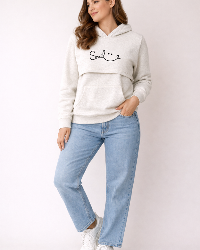 Sudadera afelpada capucha Lactancia. Gris Jaspe Smile