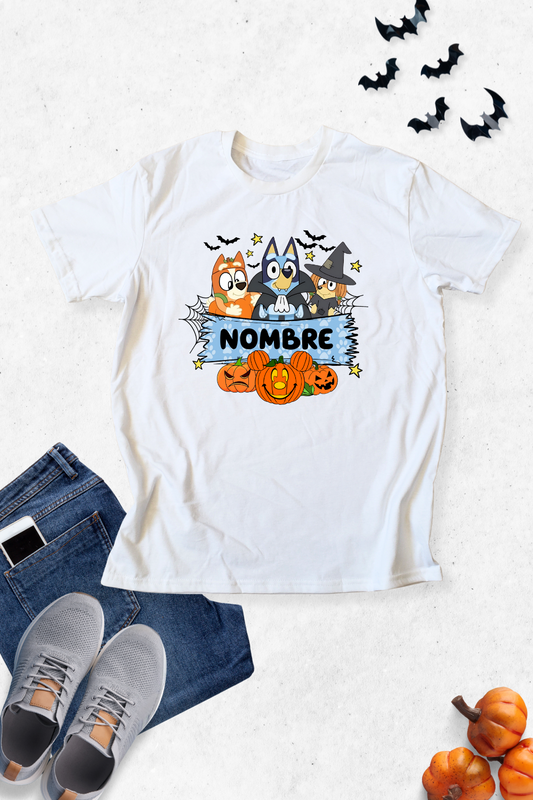 Playera caballero. Bluey Halloween personalizado