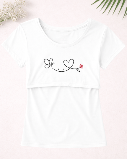 Blusa maternidad-lactancia mc estampada. Smile Butterfly