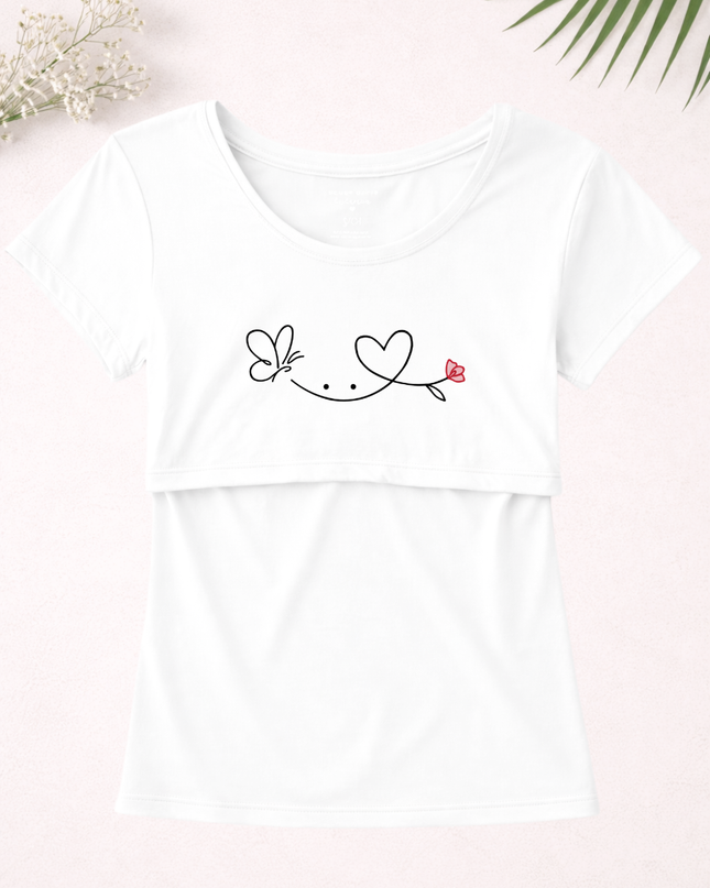Blusa maternidad-lactancia mc estampada. Smile Butterfly