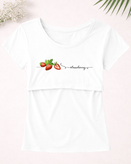 Blusa maternidad-lactancia mc estampada. Strawberry line