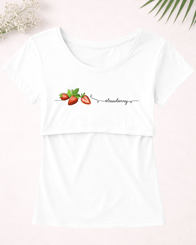 Blusa maternidad-lactancia mc estampada. Strawberry line