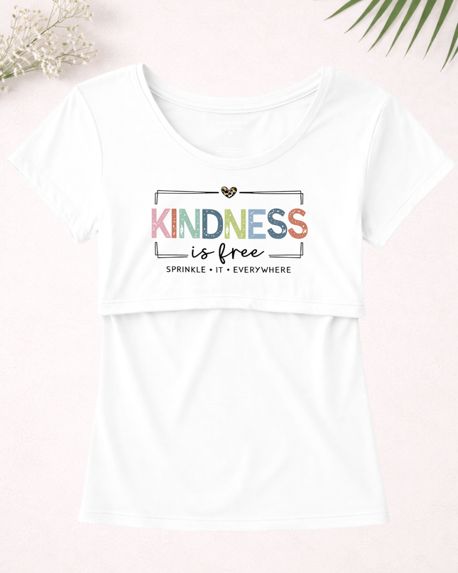 Blusa maternidad-lactancia mc estampada. Kindness cuadro