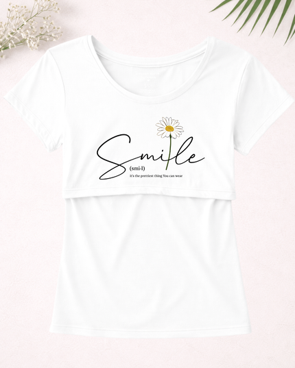 Blusa maternidad-lactancia mc estampada. Smile girasol