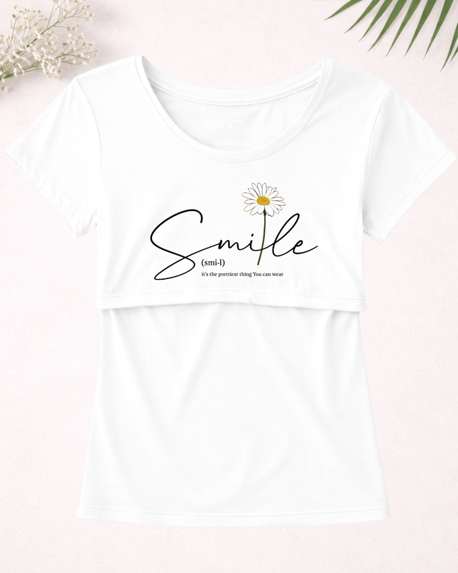 Blusa maternidad-lactancia mc estampada. Smile girasol